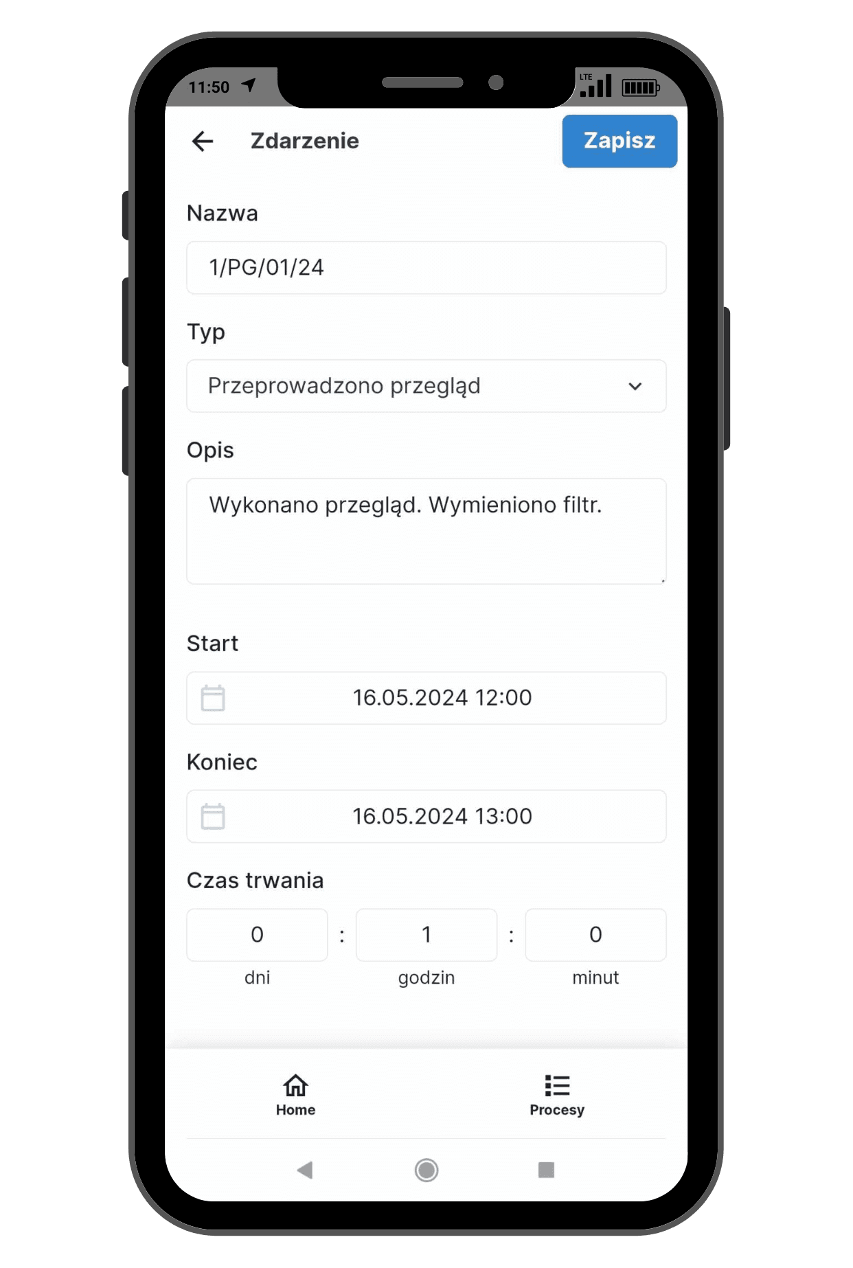Podpisy w aplikacji do obsługi zleceń.