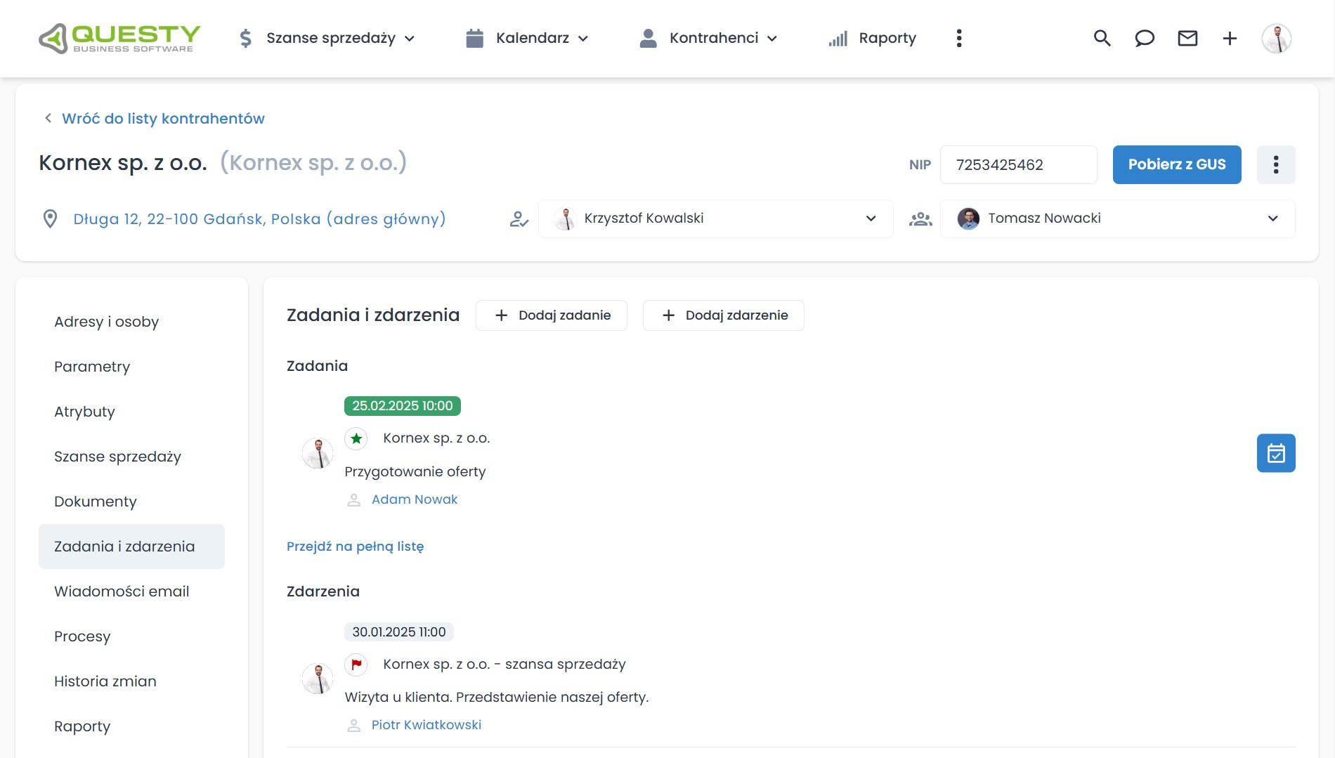Zastępowalność pracowników - wiedza o kontrahentach.
