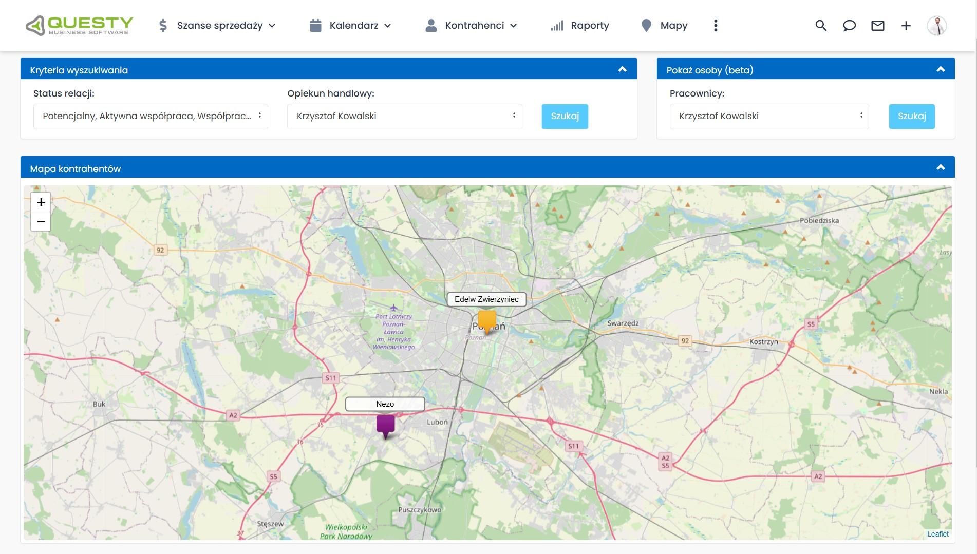 Program do ofert handlowych - mapa