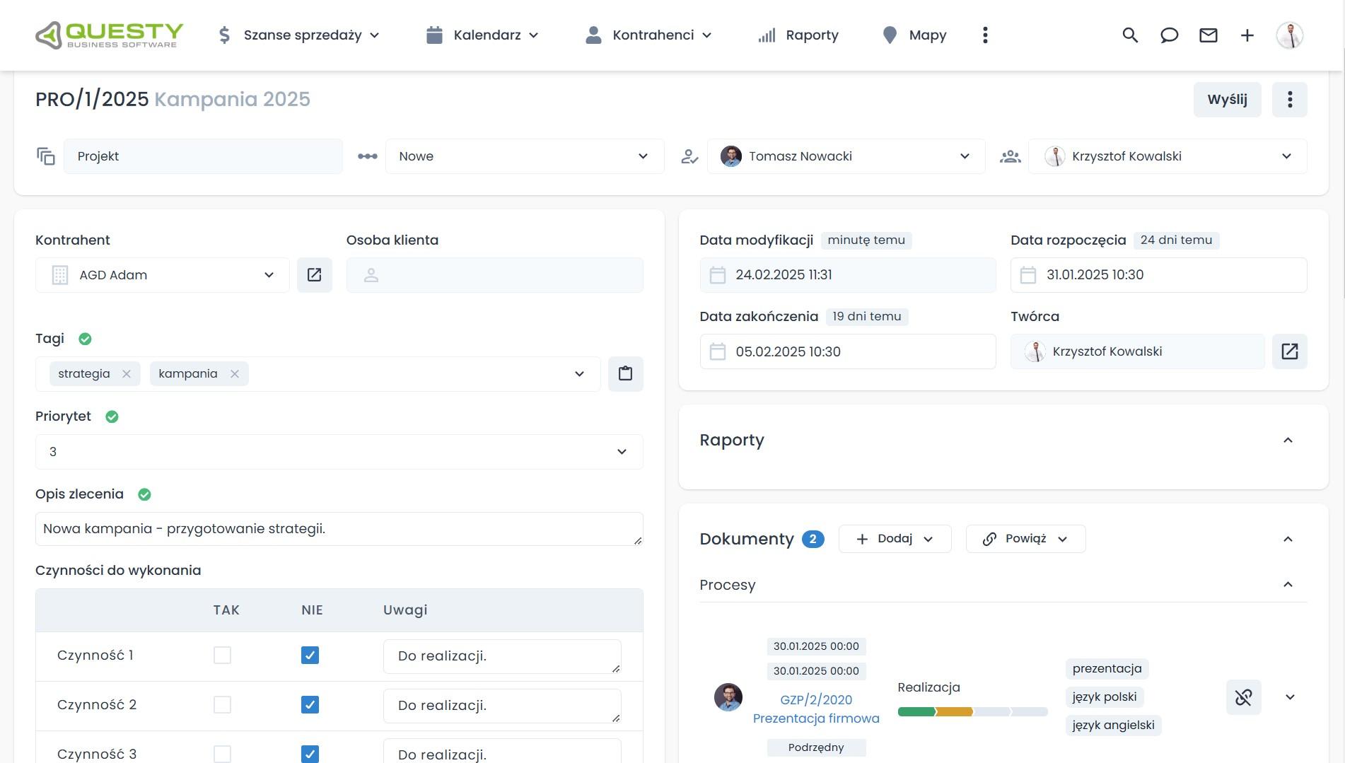 Elastyczny CRM - karta projektu.