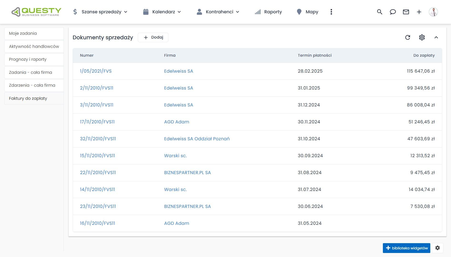 Integracja systemów ERP - widgety.